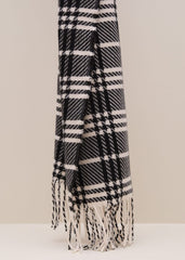 Checked Printed Scarf Black/Ivory