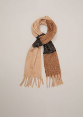 Oversized Stripe Brushed Scarf Black/Multi