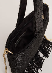 Black Beaded Tassle Bag Black