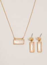 Stone Earring And Necklace Set Pale Pink