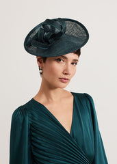 Teal Grossgrain Twist Oval Fascinator Teal