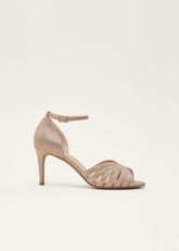 Stitched Metallic Heel Sandal Metallic
