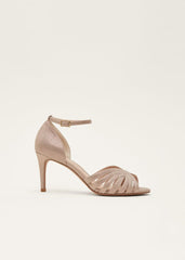 Stitched Metallic Heel Sandal Metallic