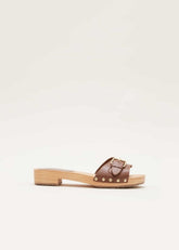Buckle Front Clog Sandal Tan