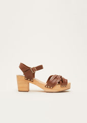 Woven Clog Heel Sandal Tan
