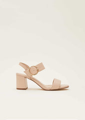 Snake Skin Leather Buckle Sandals Neutral