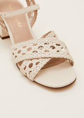 Weave Heeled Sandal Cream