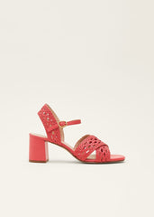 Weave Heeled Sandal Coral