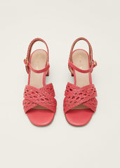 Weave Heeled Sandal Coral