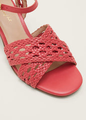 Weave Heeled Sandal Coral