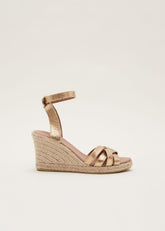 Leather Strappy Espadrille Gold