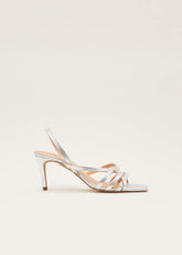 Strappy Sling Back Sandals Silver