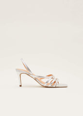 Strappy Sling Back Sandals Silver