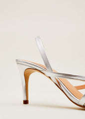 Strappy Sling Back Sandals Silver
