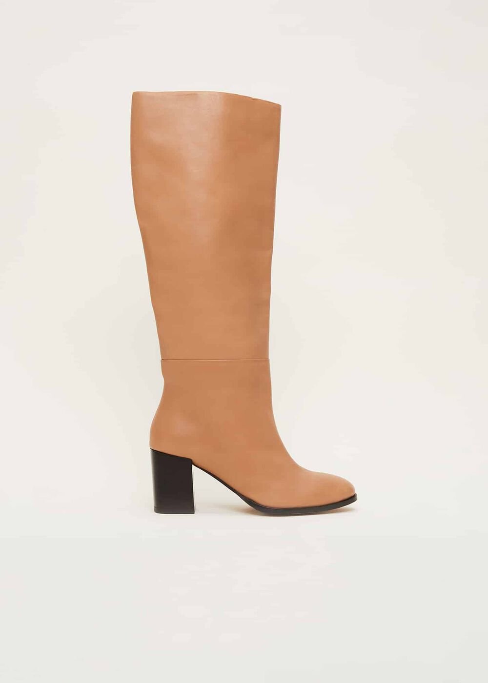 Leather Knee High Boots Camel