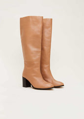 Leather Knee High Boots Camel