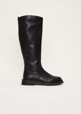 Flat Knee High Boot Black