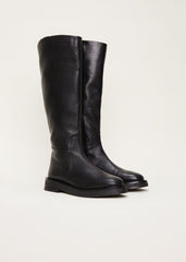 Flat Knee High Boot Black