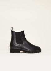 Casual Leather Pull On Ankle Boots Black