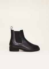 Casual Leather Pull On Ankle Boots Black