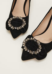 Jewel Front Bow Court Shoe Black