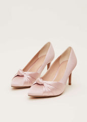 Satin Knot Front Court Shoe Antique Rose