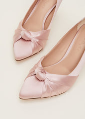 Satin Knot Front Court Shoe Antique Rose