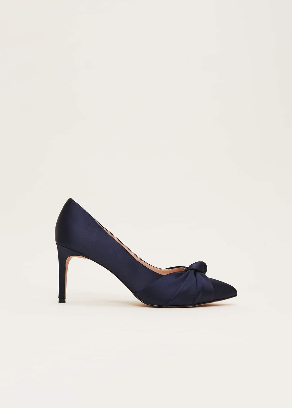 Satin Knot Front Court Shoe Navy