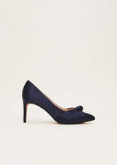 Satin Knot Front Court Shoe Navy