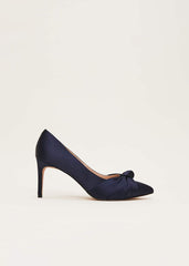 Satin Knot Front Court Shoe Navy