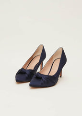 Satin Knot Front Court Shoe Navy