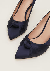 Satin Knot Front Court Shoe Navy