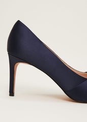 Satin Knot Front Court Shoe Navy