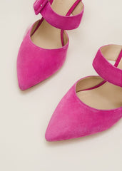 Suede Buckle Backless Heel Neon Pink