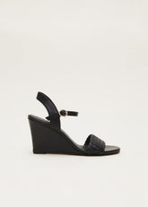 Leather Plait Strap Shoes Black