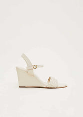 Leather Plait Strap Shoes Ivory
