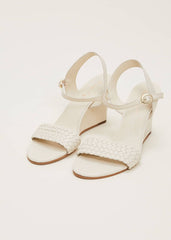 Leather Plait Strap Shoes Ivory