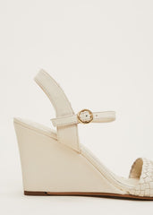 Leather Plait Strap Shoes Ivory