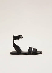 Leather Flat Sandals Black