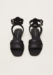 Leather Flat Sandals Black
