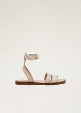 Leather Flat Sandals Cream