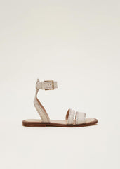 Leather Flat Sandals Cream