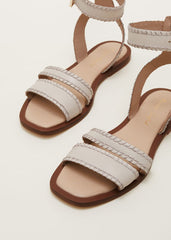 Leather Flat Sandals Cream