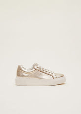 Leather Platform Trainers Gold