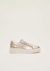 Leather Platform Trainers Gold