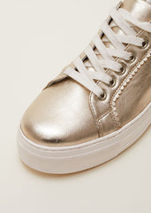 Leather Platform Trainers Gold