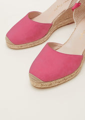 Suede Ankle Tie Espadrille Shoe Bright Pink
