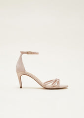 Suede Knotted Barely There Sandal Cameo