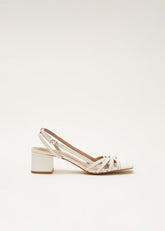 Leather Slingback Block Heel Sandal Cream