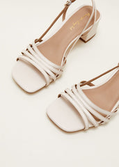 Leather Slingback Block Heel Sandal Cream